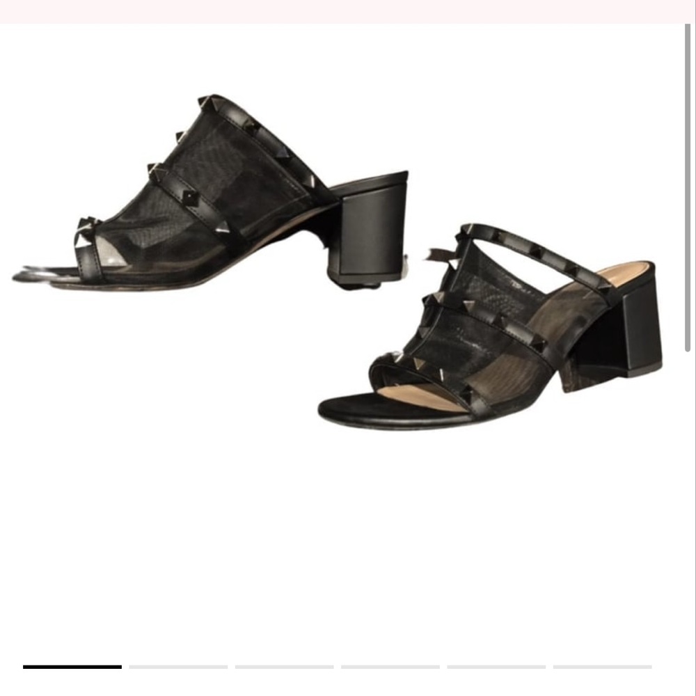 Valentino Rockstud Block heel sandal with mesh paneling